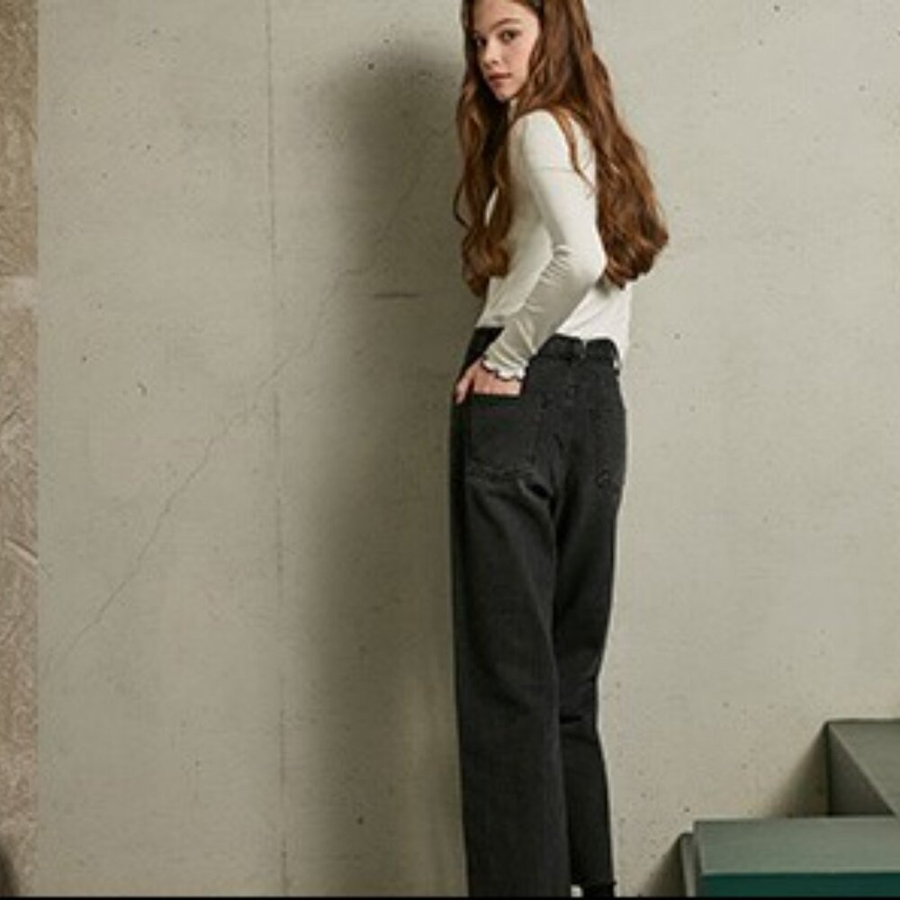 Gray Mellow Women's High‎ Rise Paperbag  Waist Jeans, Size Large, Black